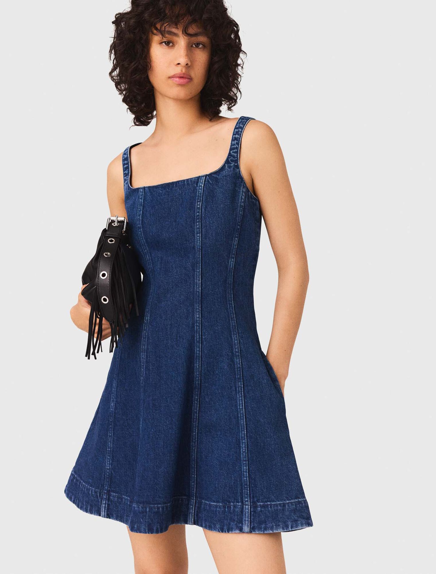 Short denim babydoll dress