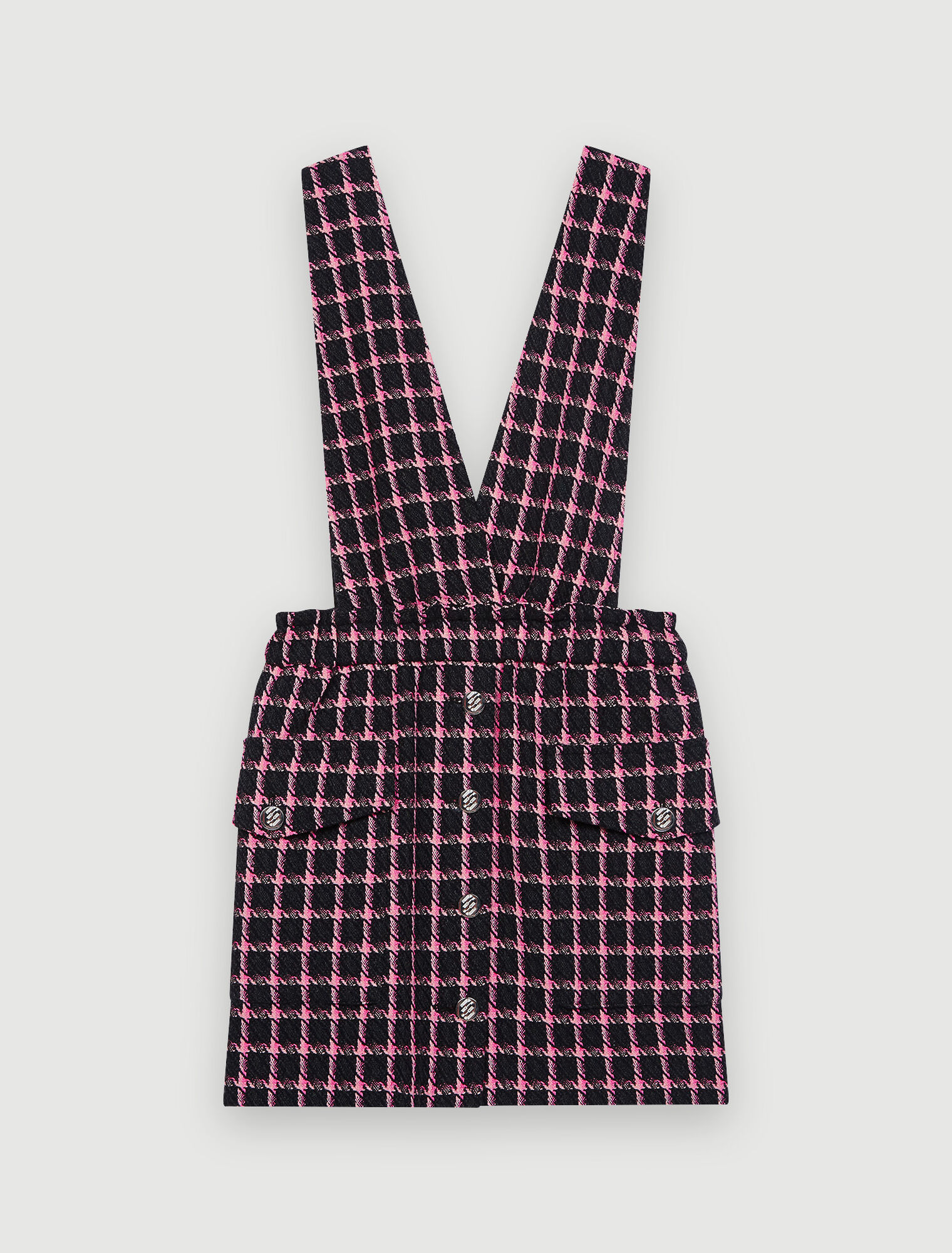 Check strapless dress