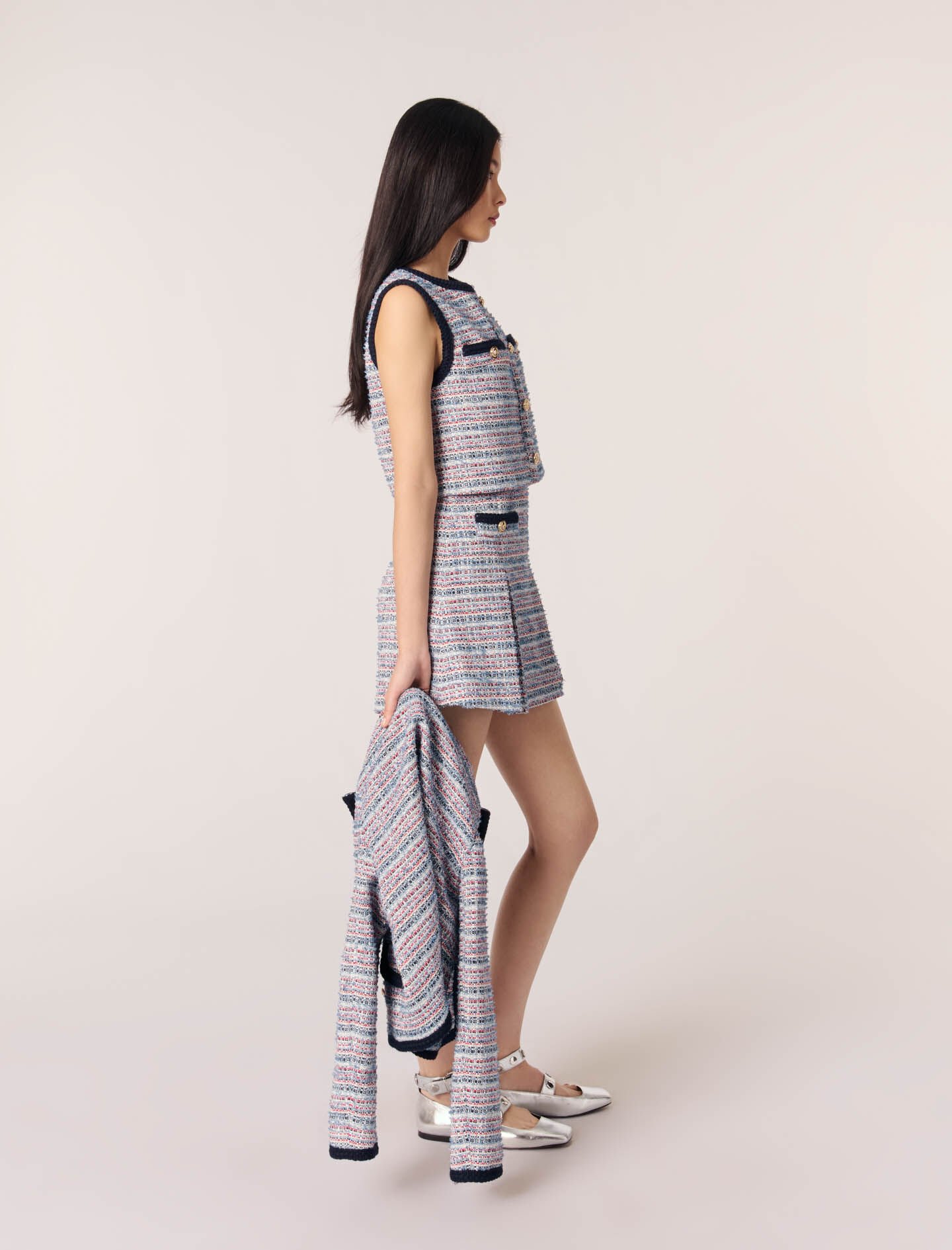 Tweed 2-in-1 short dress Bicolor for Women | Maje