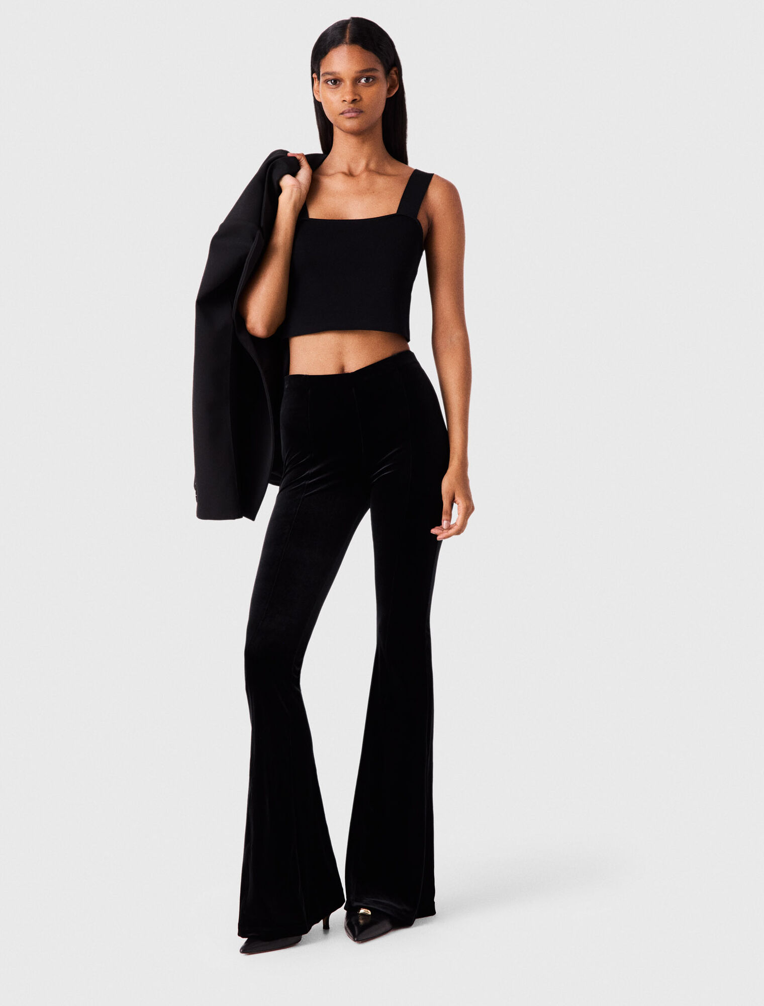 Stretch velour trousers