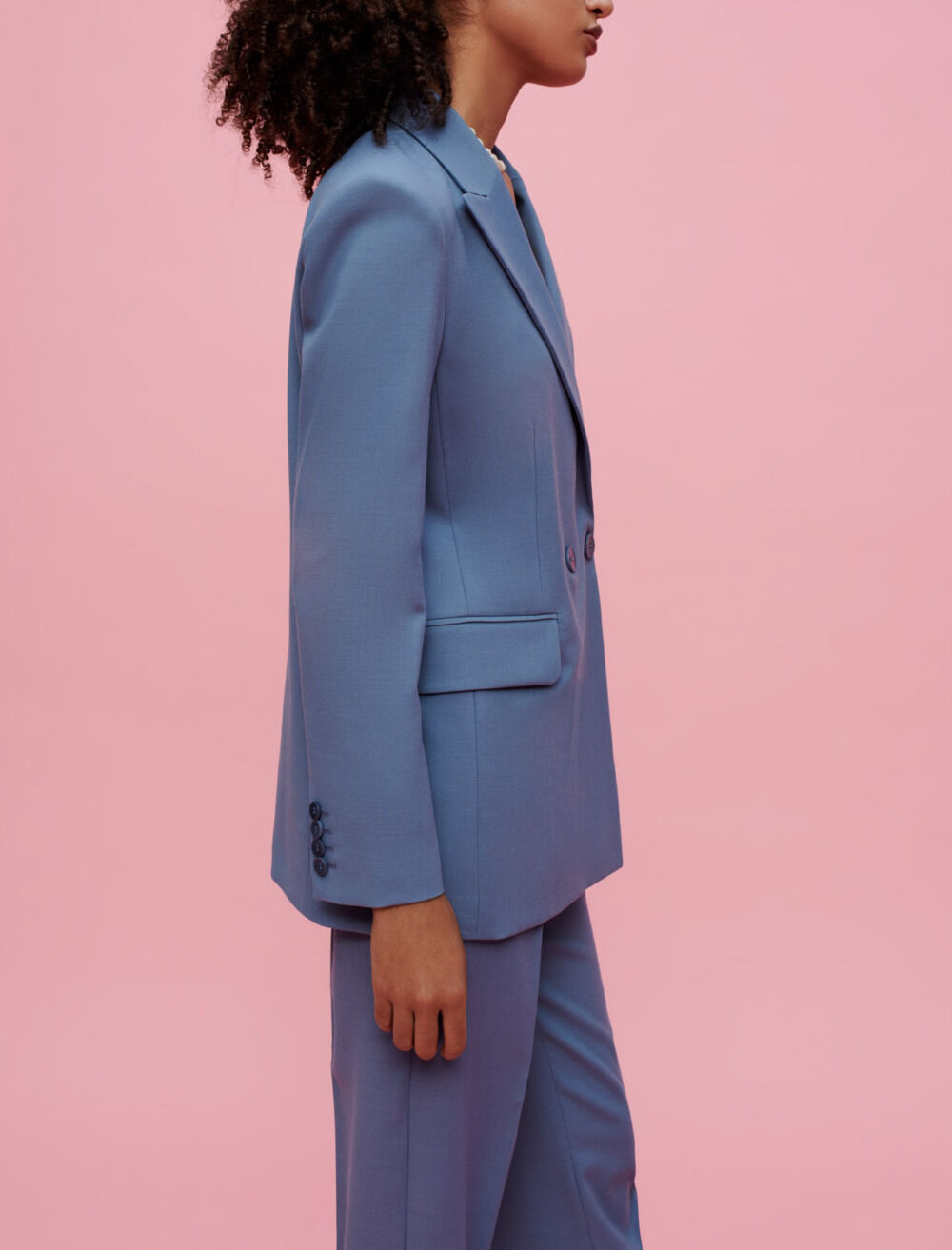 Double-breasted tailored jacket Blue for Women | Maje