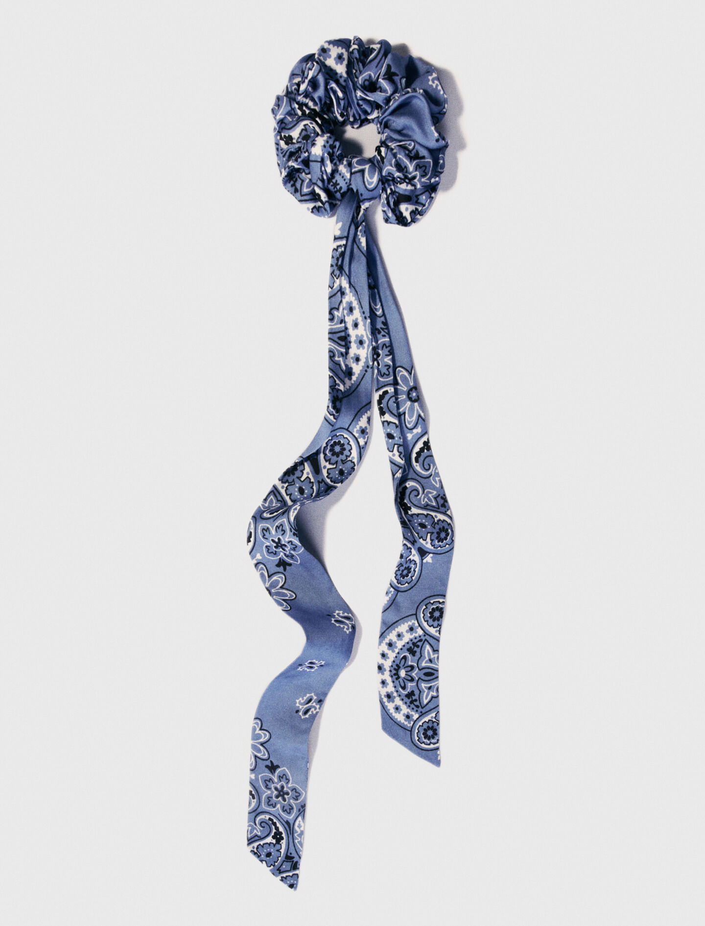 スカーフ PINKO Woman Scarf Gnawed Blue 100103A0HB E77 Scrunchie with printed ribbon scarf Blue for Women | Maje