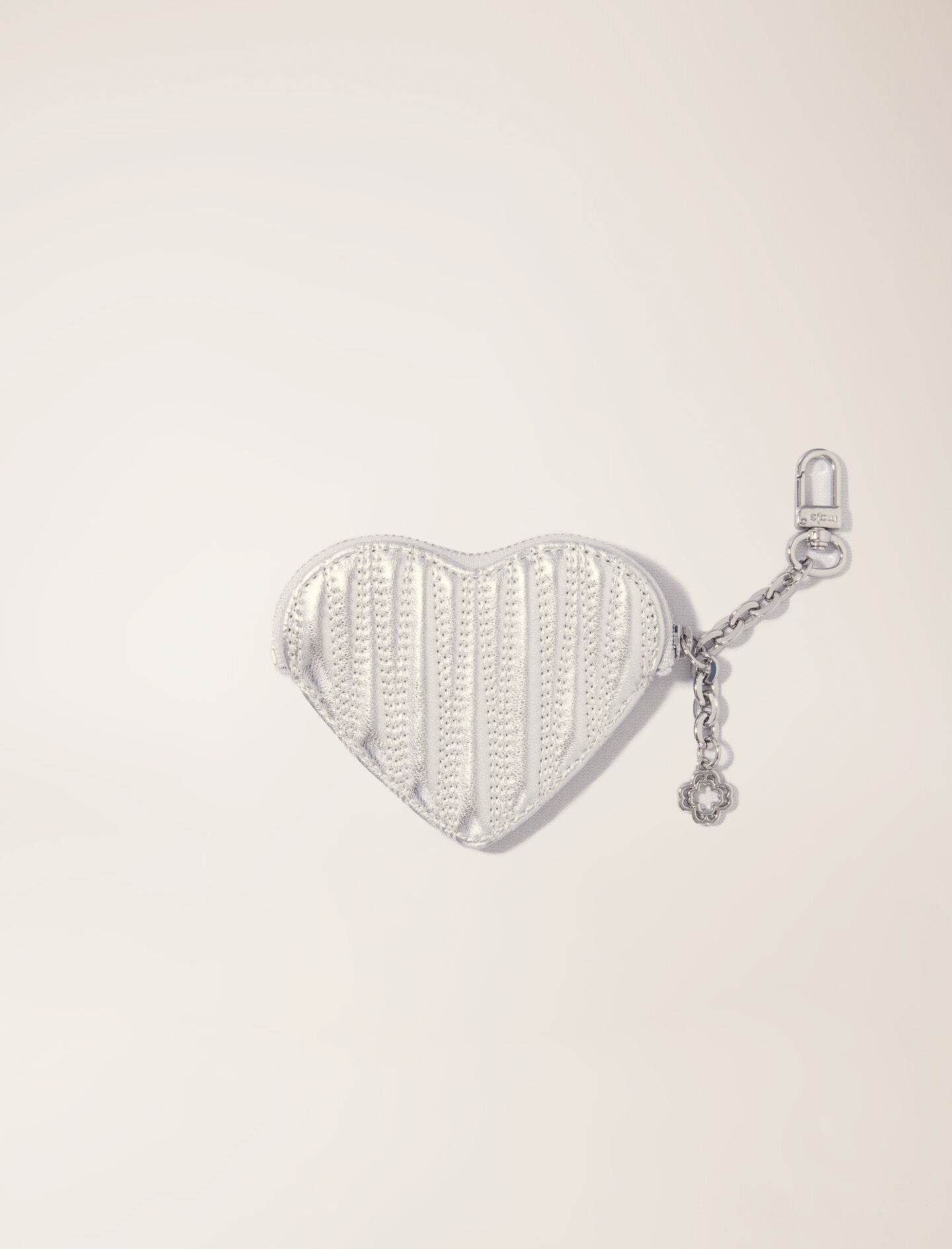 Quilted metallic heart purse Small leather goods Maje