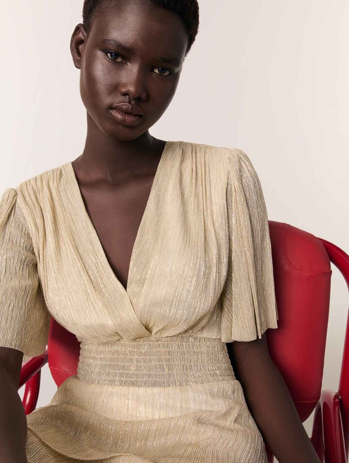 Metallic ruffled dress