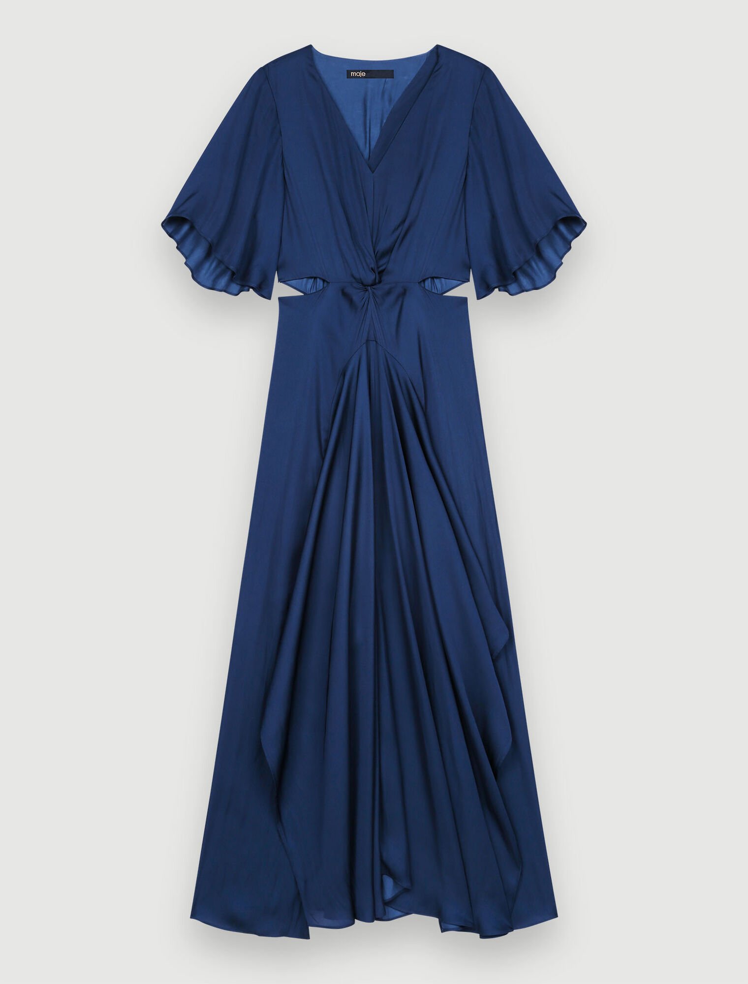 Flowing satin scarf dress