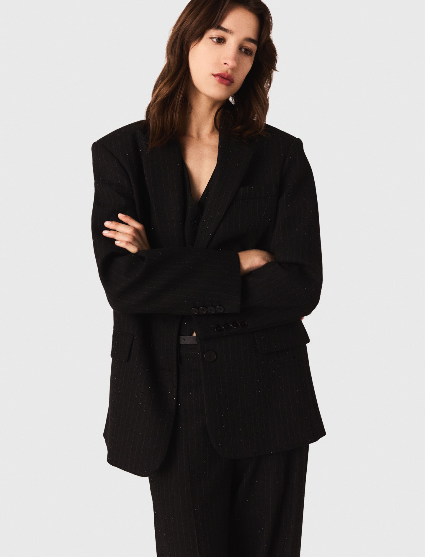 Rhinestone suit jacket Black / Gray for Women | Maje