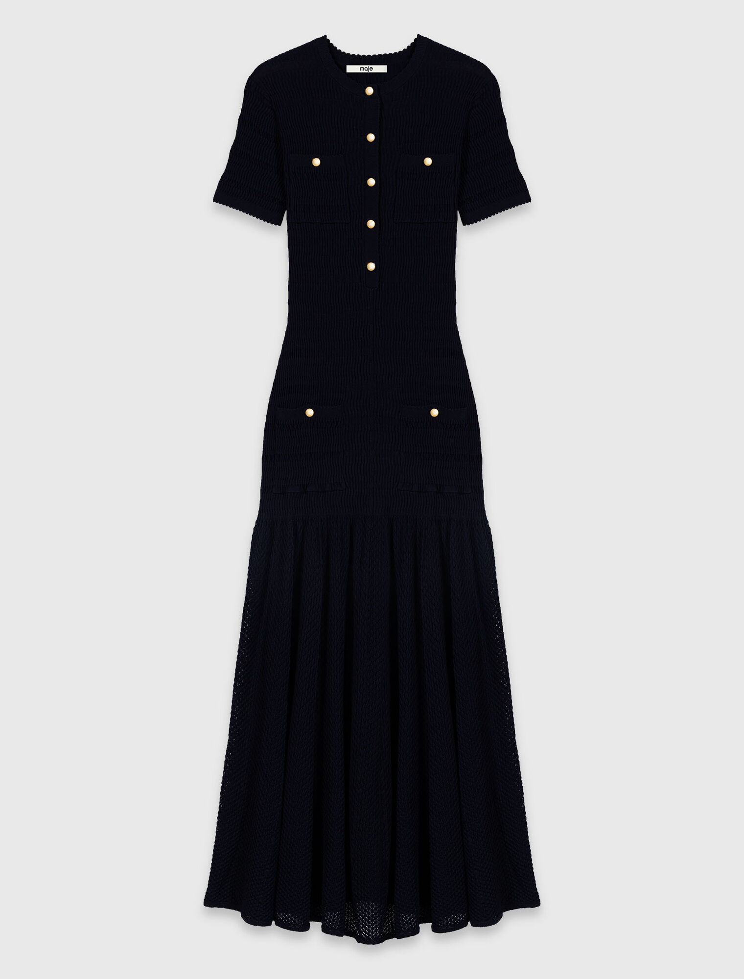 Pointelle knit maxi dress