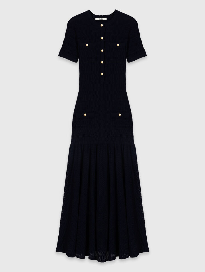 Pointelle knit maxi dress