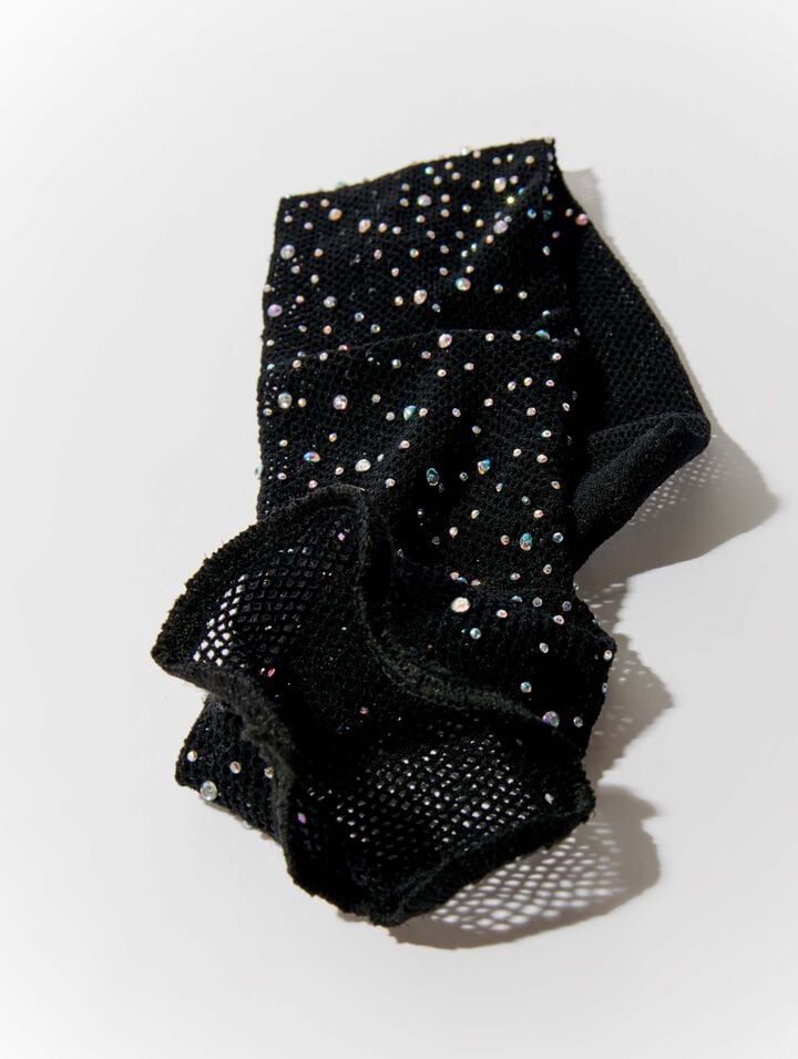 Rhinestone mesh socks