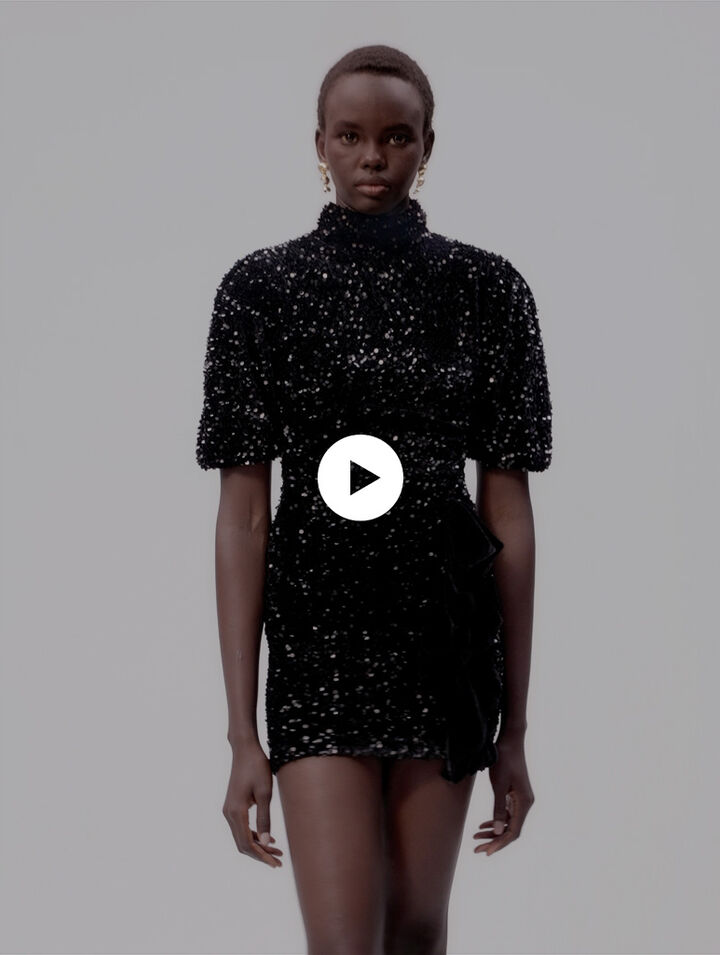 Short velvet and sequinned dress