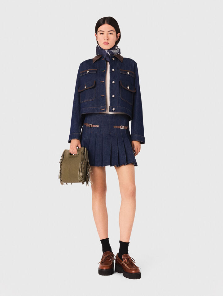 Short denim skirt with lining