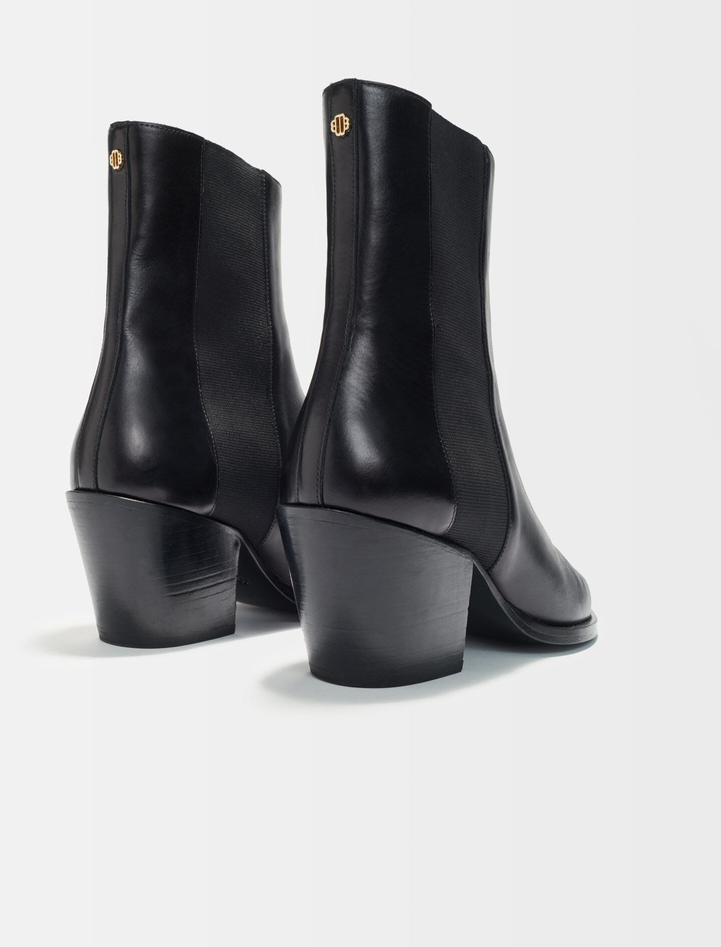 Bottines en cuir lisse mi haute