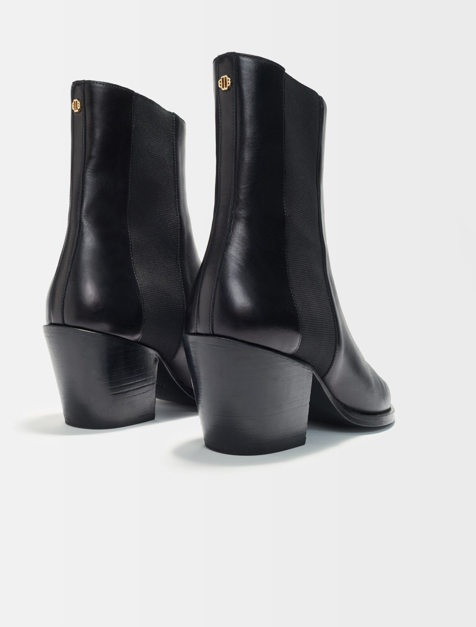 Bottines en cuir lisse mi-haute
