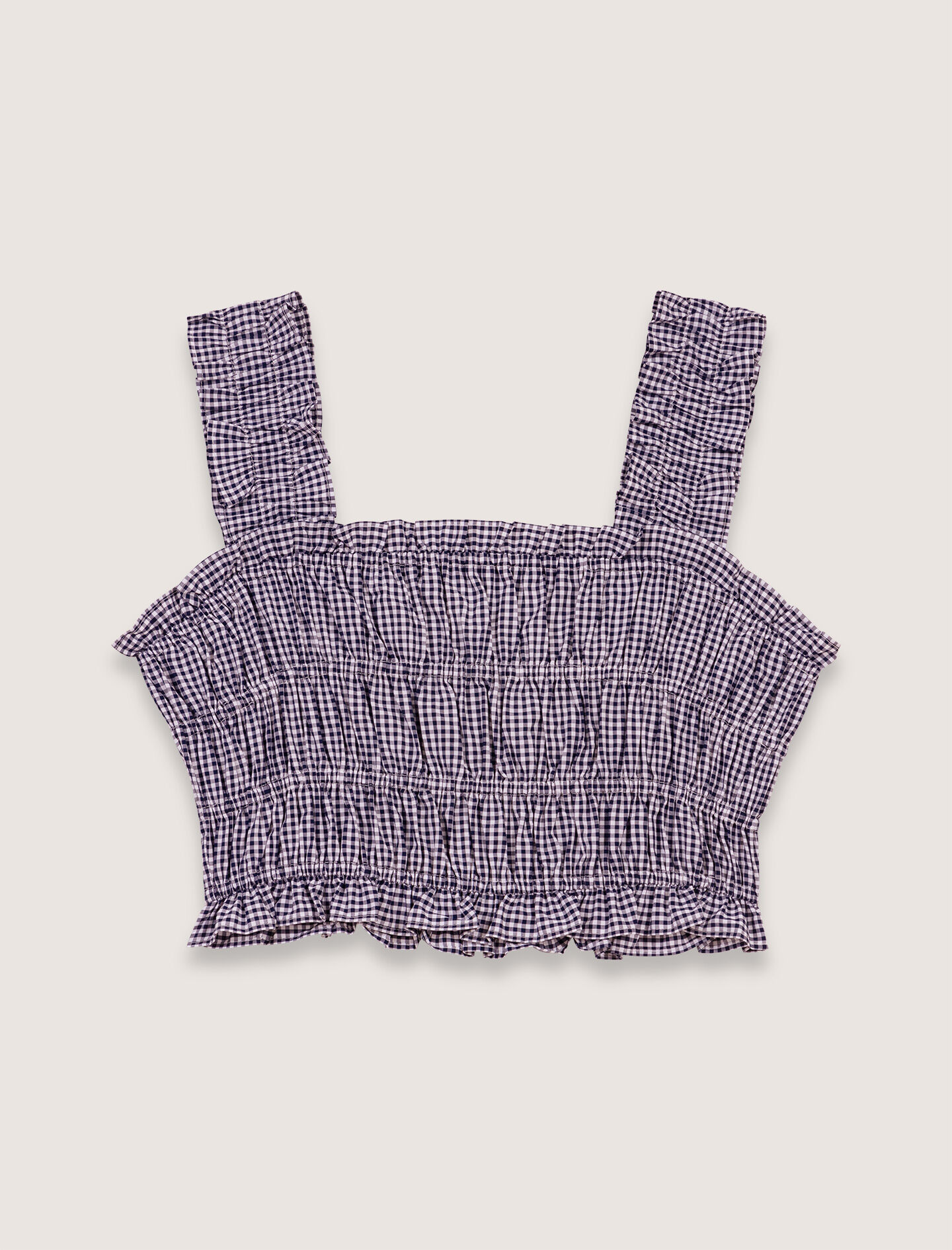 Gingham smocked top Bicolor for Women | Maje