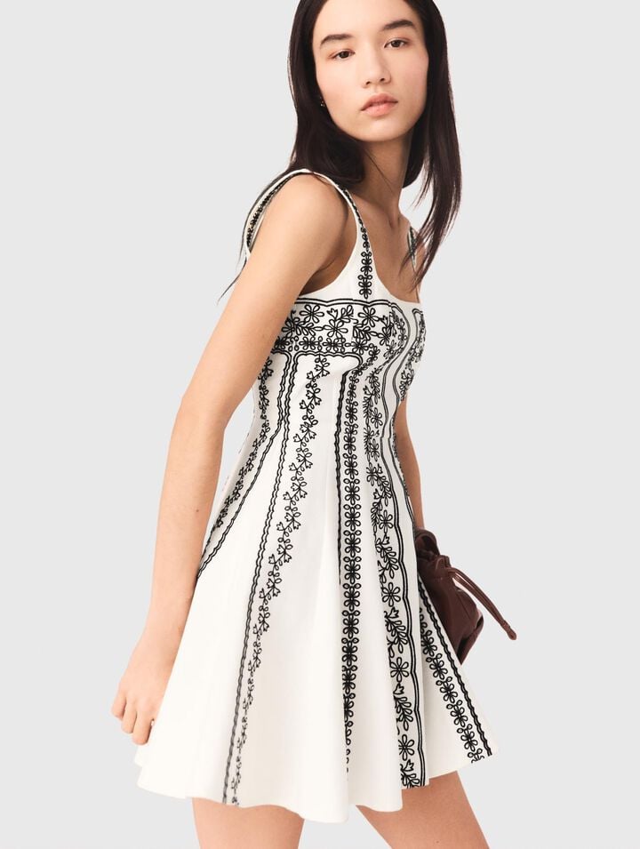 Short embroidered strap dress