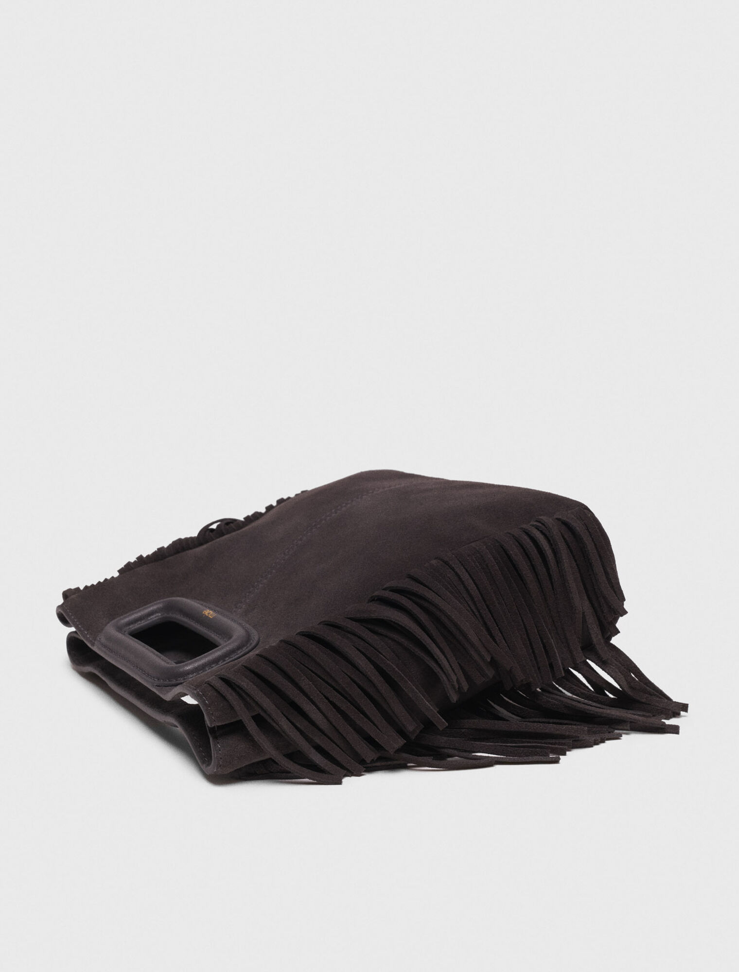 Fringed M bag in suede