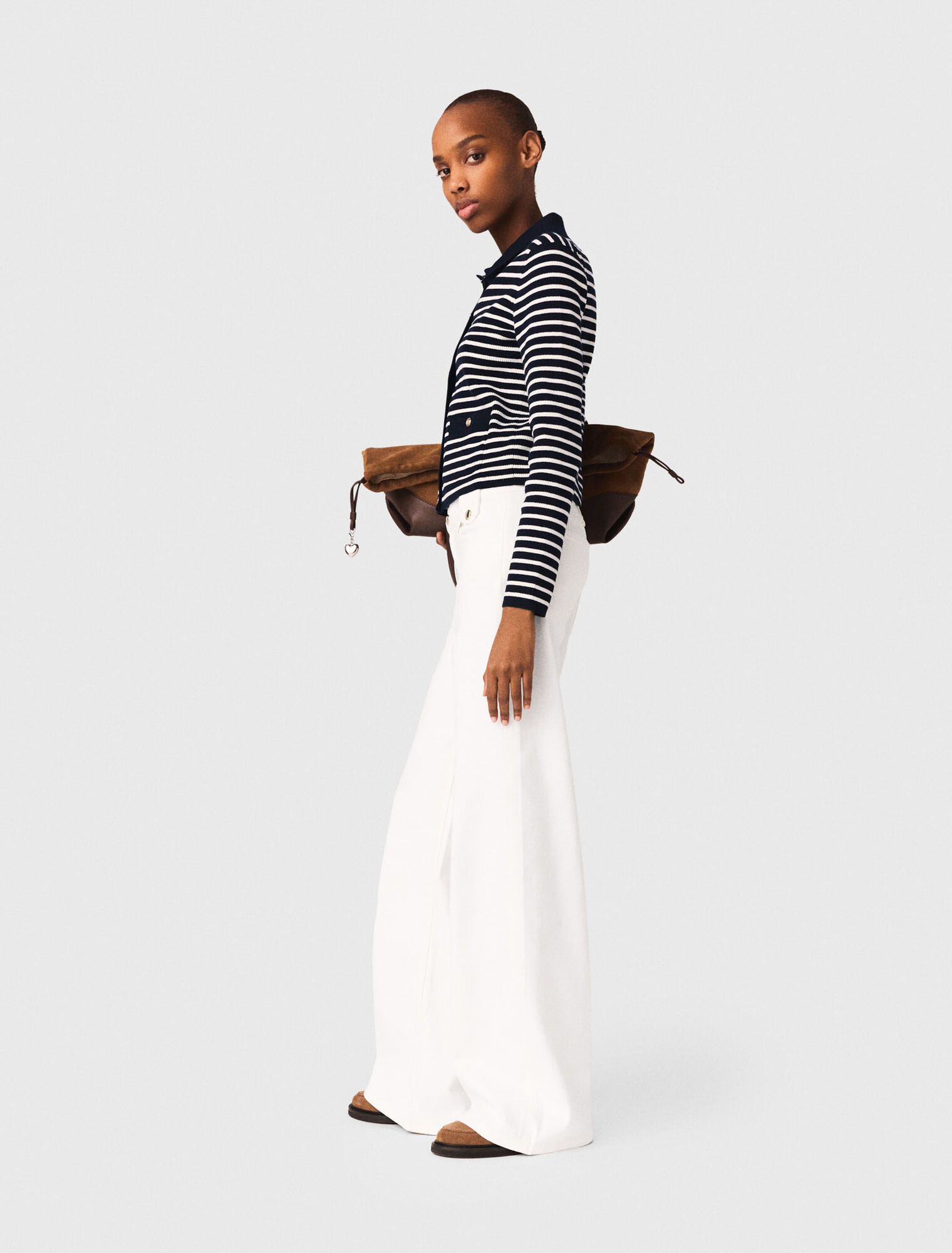 Striped polo cardigan