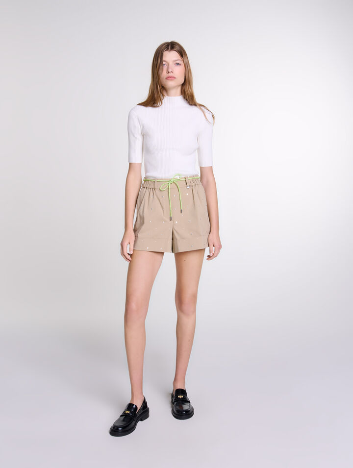 Cotton studded shorts