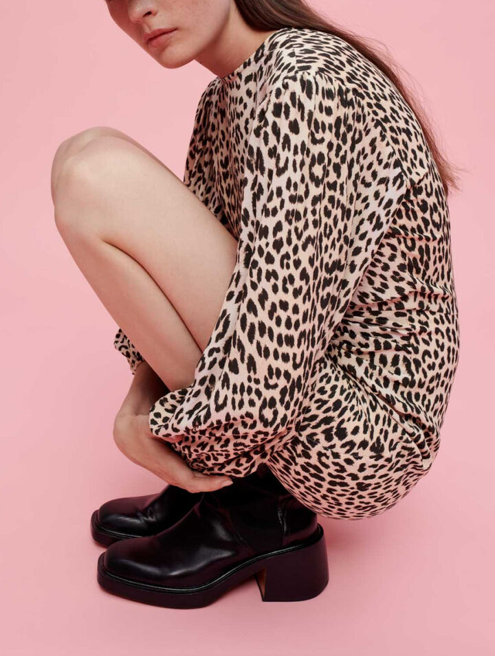 Leopard-print viscose dress