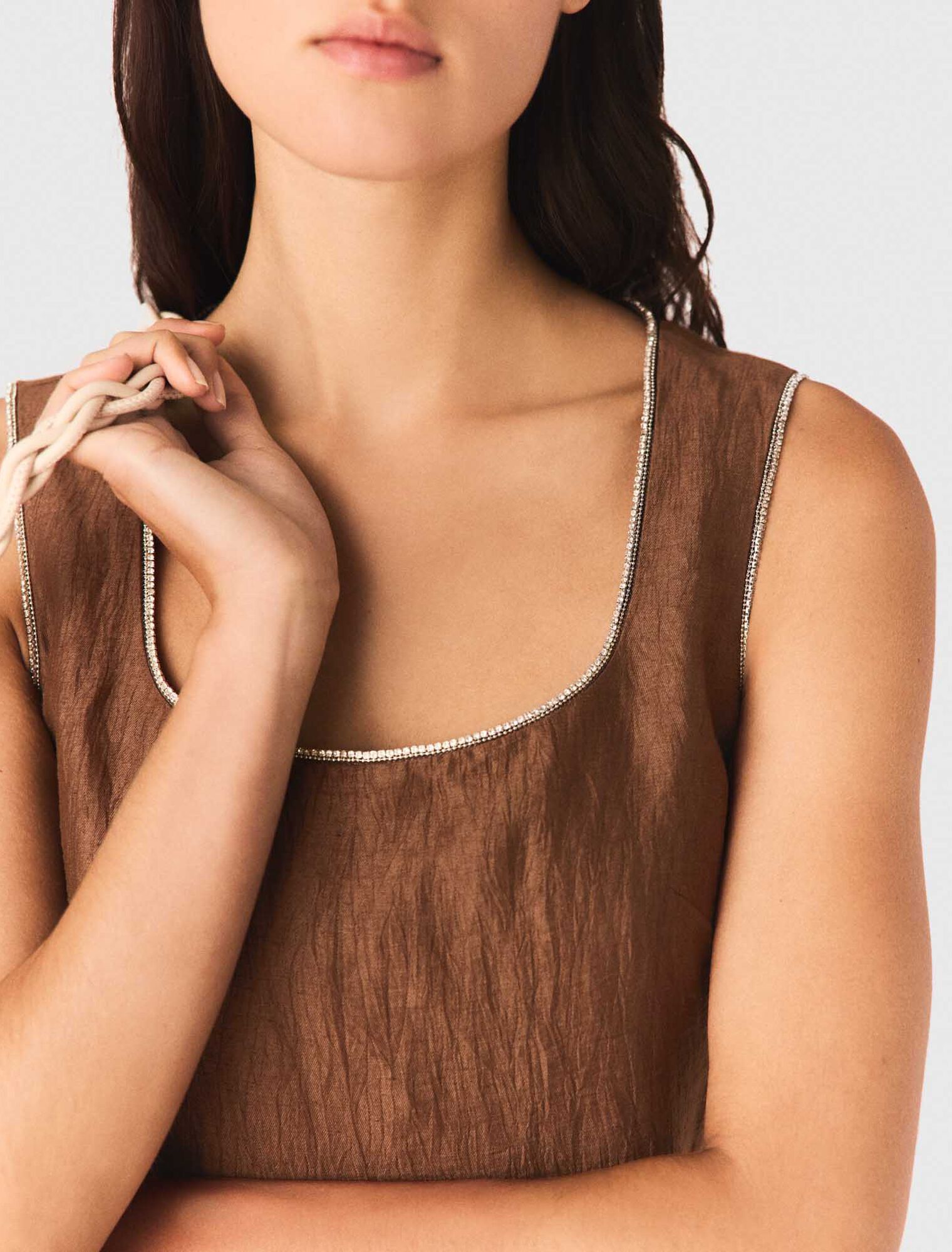 Short linen-blend dress