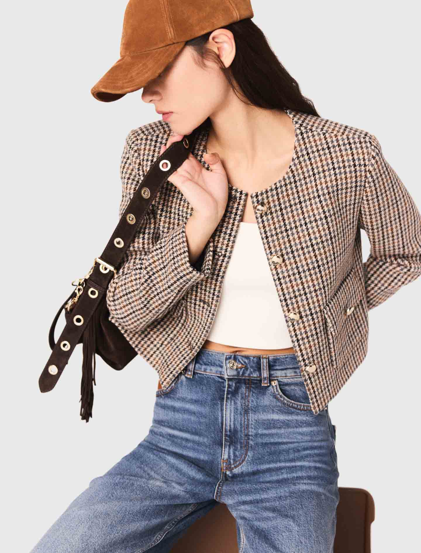 Short checked jacket Natural for Women | Maje