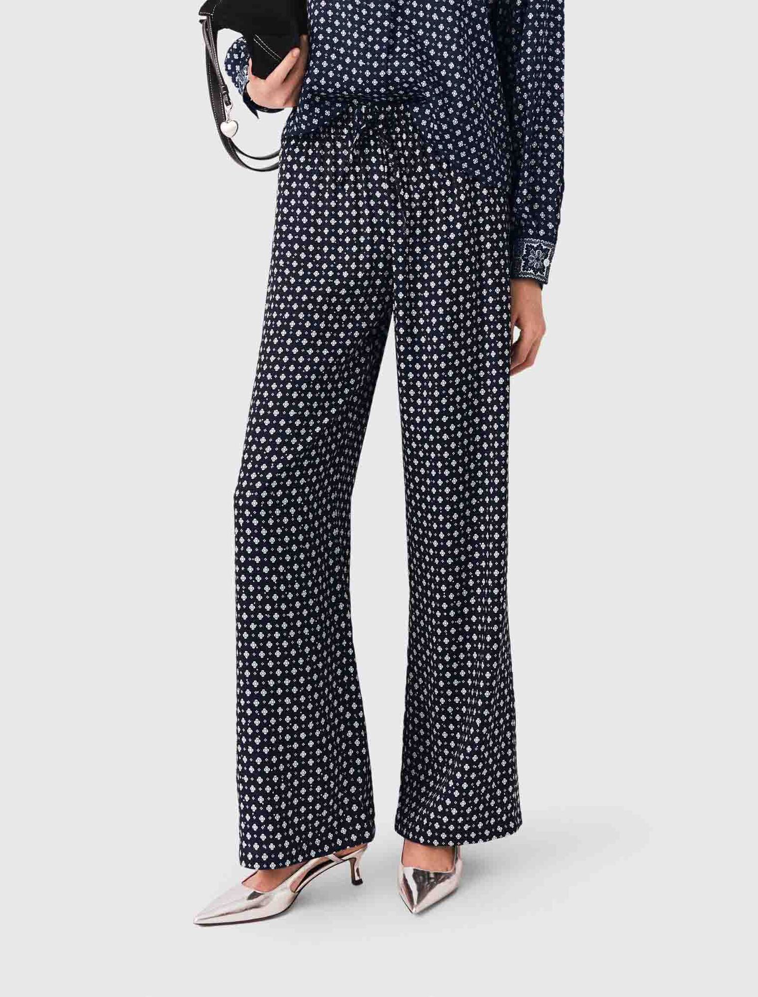 Patterned rhinestone trousers
