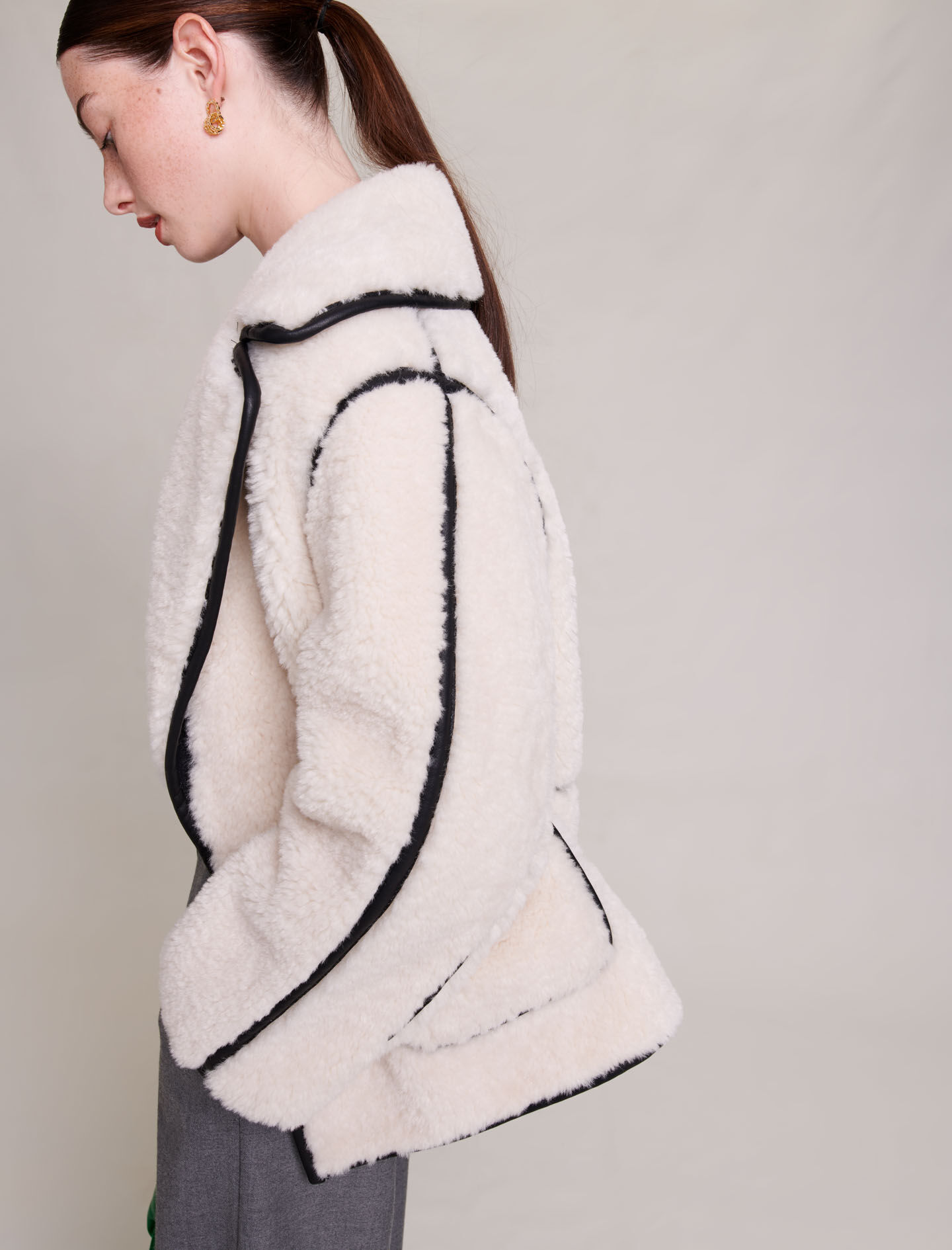 andwang White mix fake fur coatショート丈 andwang White mix fake fur coat SHORTサイズ