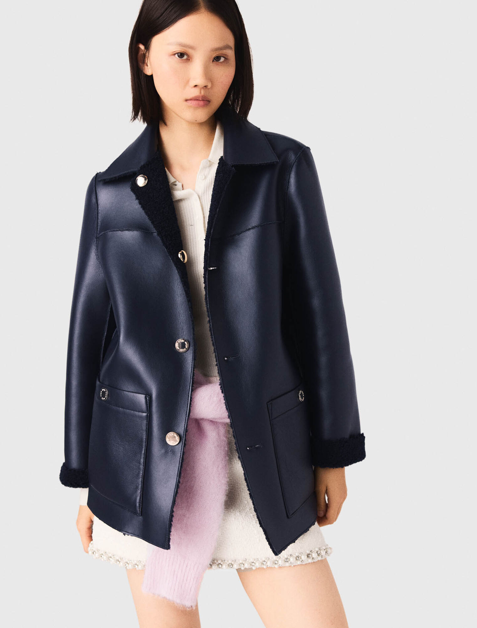 Reversible faux shearling