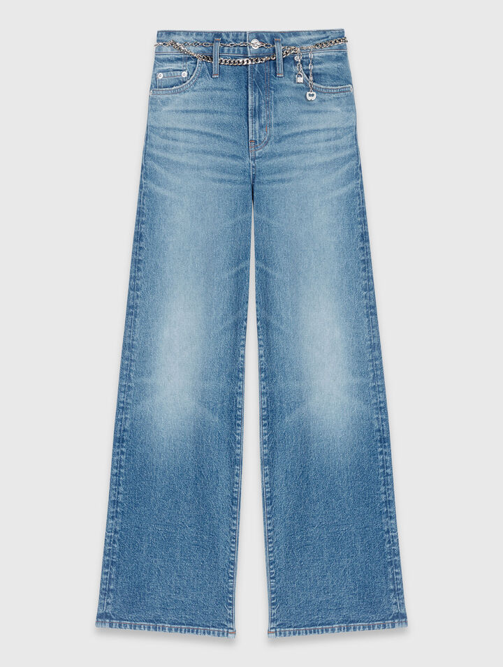 Jeans with chain-link belt