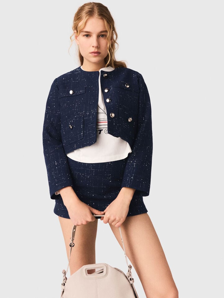 Short jacket with patch pockets