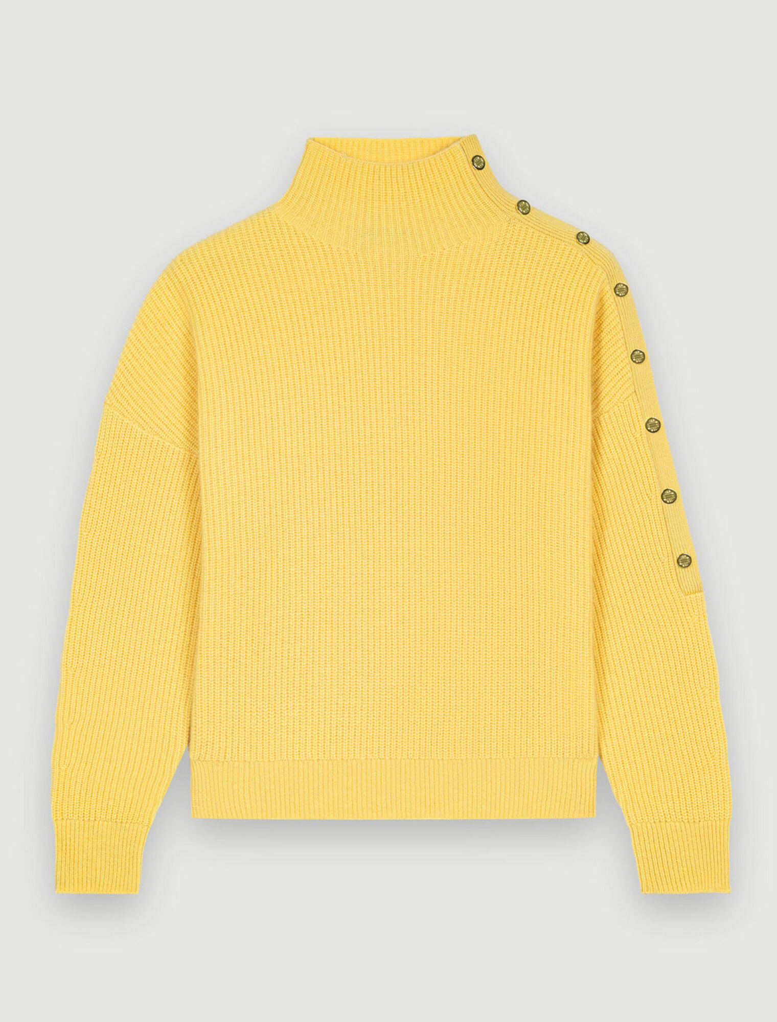 Cashmere sweater with gold press studs
