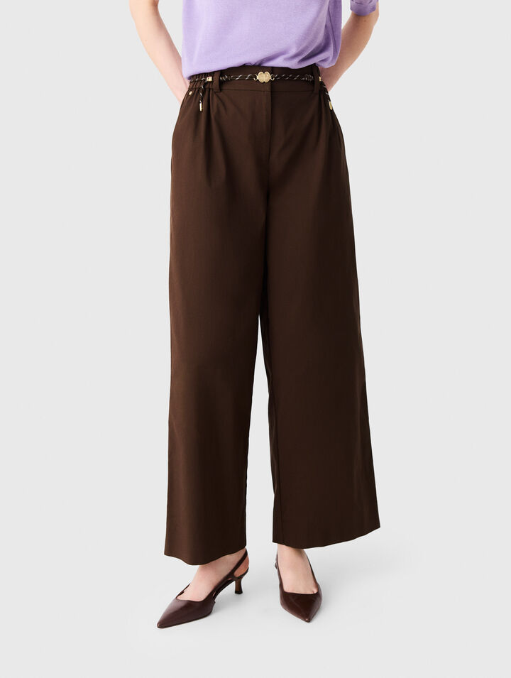 Wide-leg cotton trousers