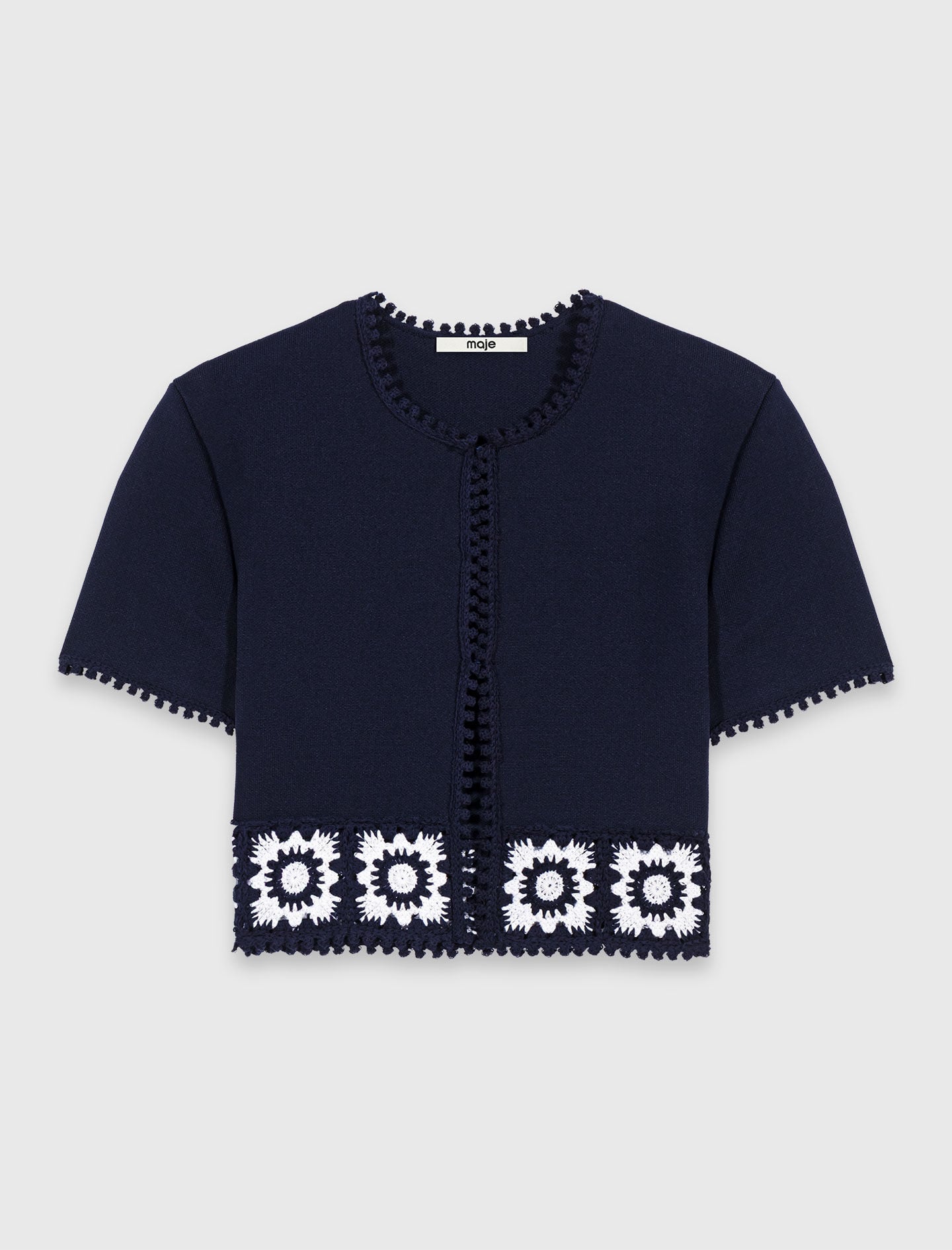 Cardigan with crochet panels 7