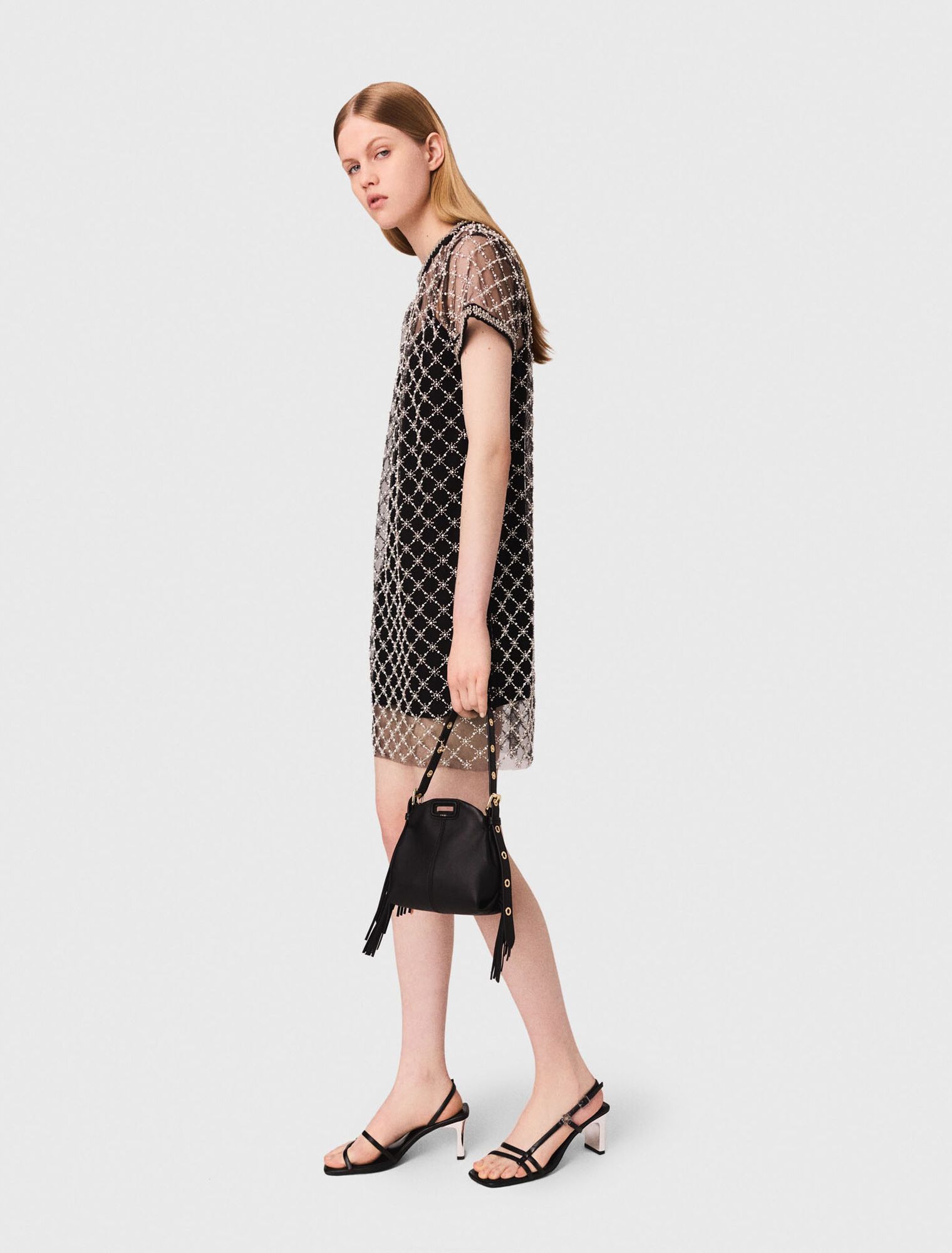 Short embroidered tulle dress