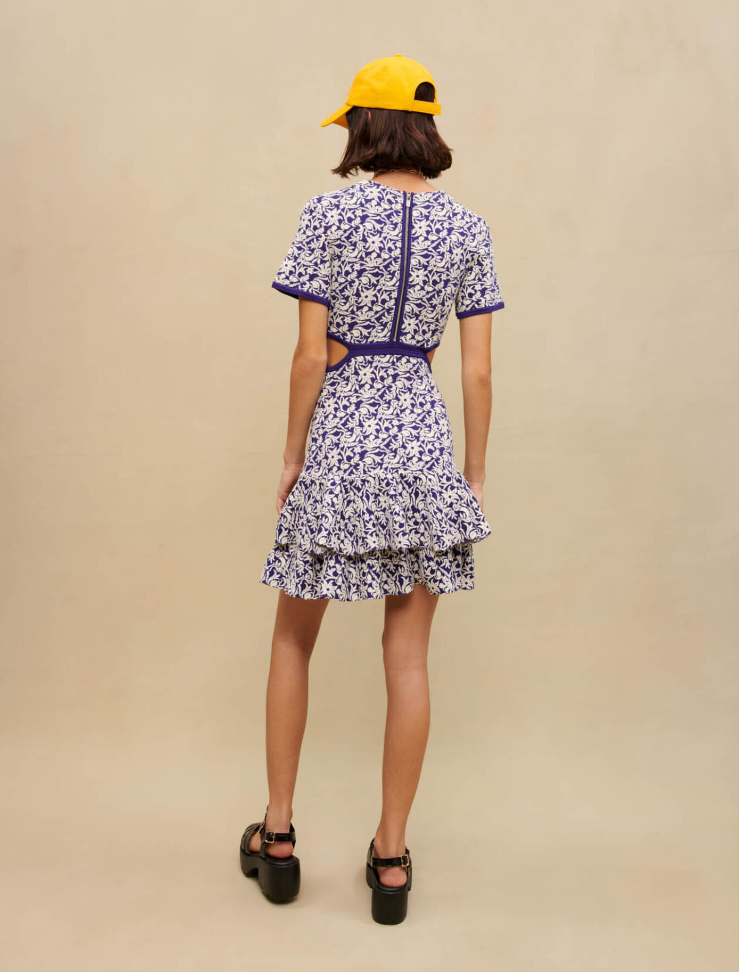 Floral mini dress with cut-outs