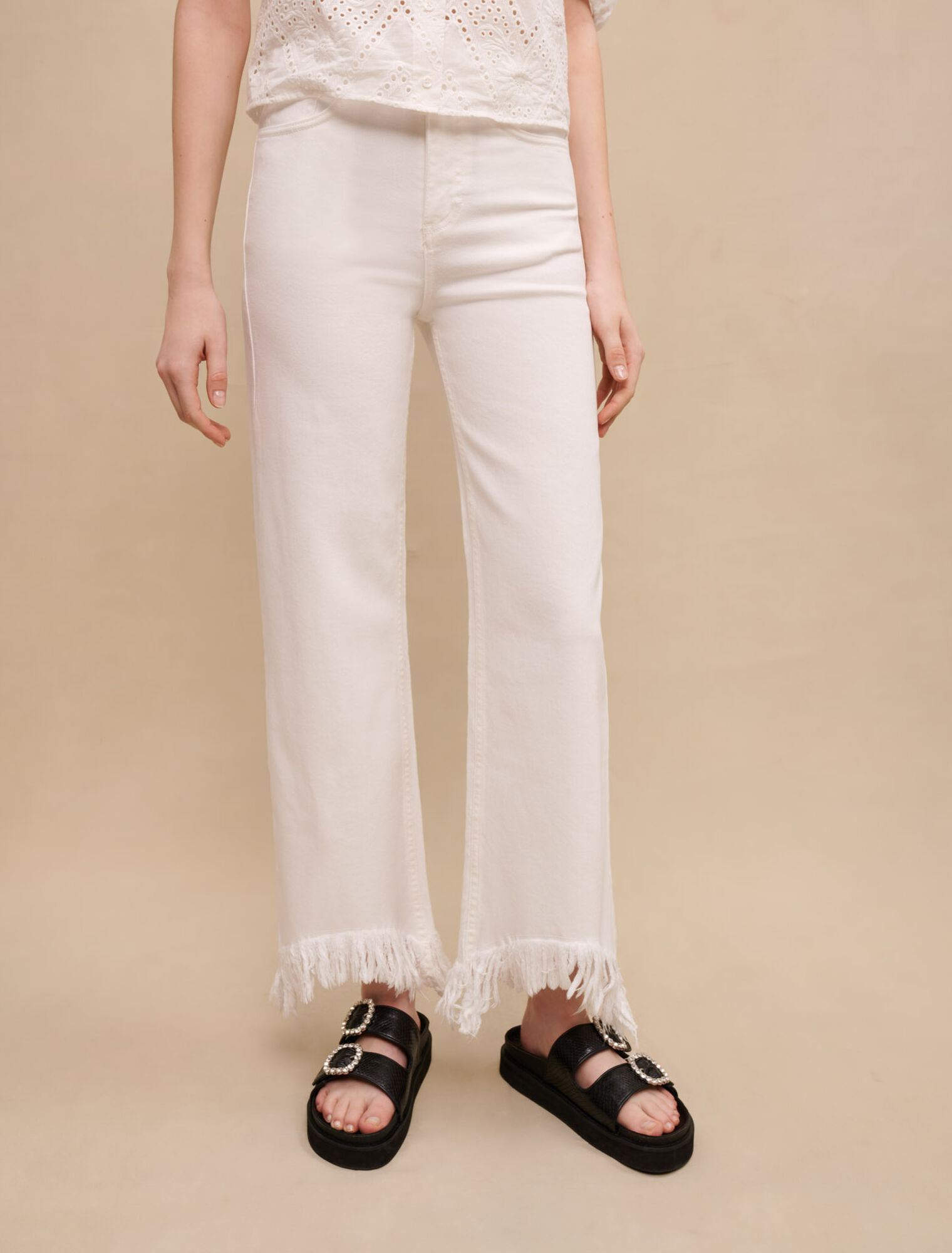 Straight fringed jeans