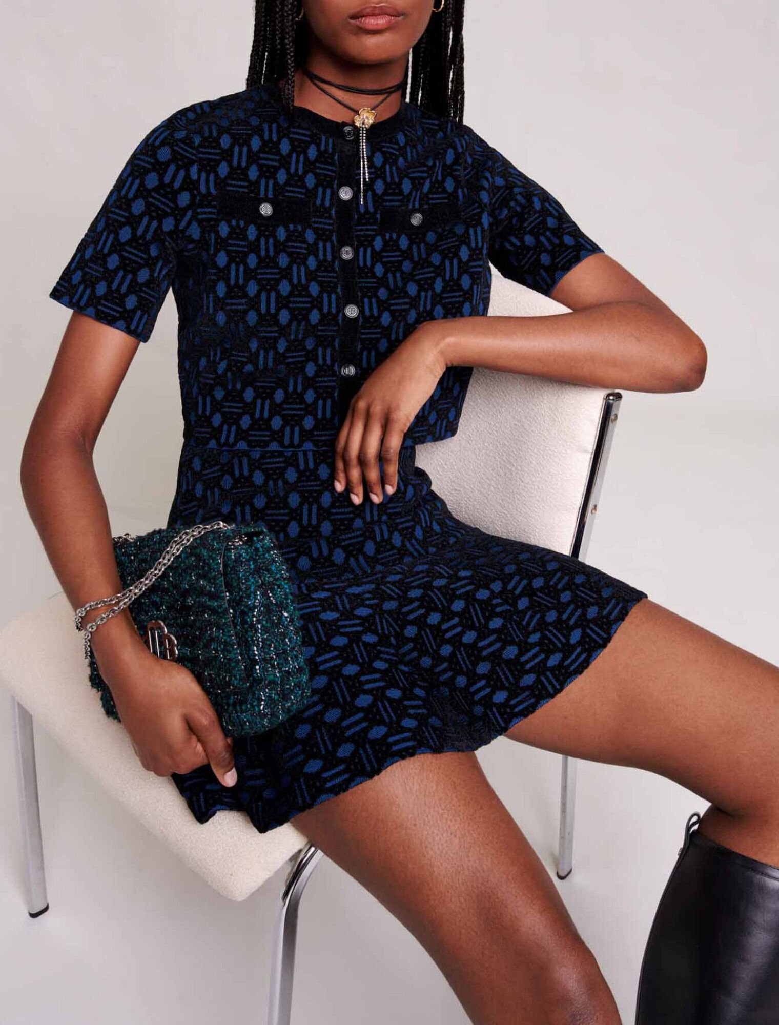2-in-1 knit effect dress