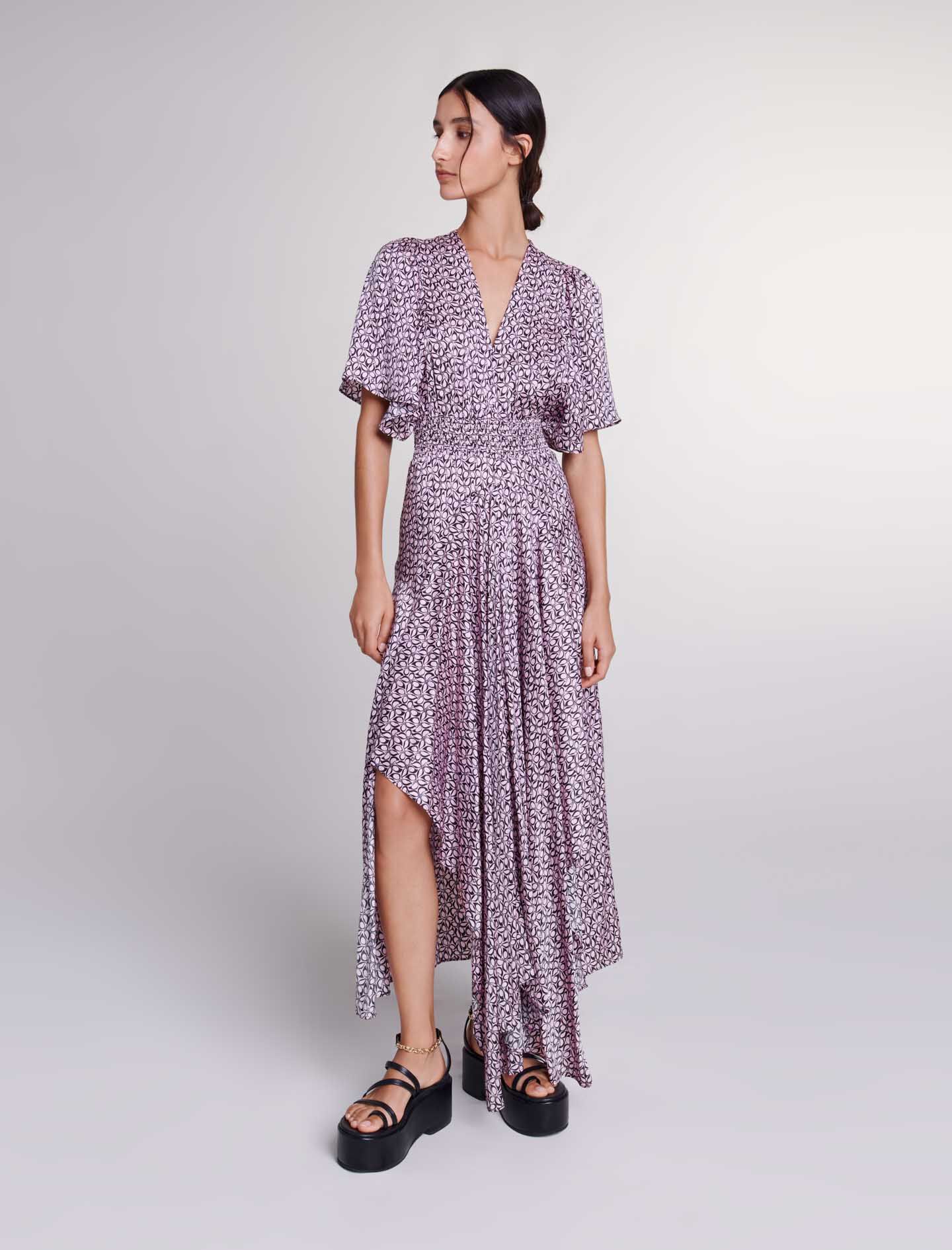 Satin look patterned maxi dress
