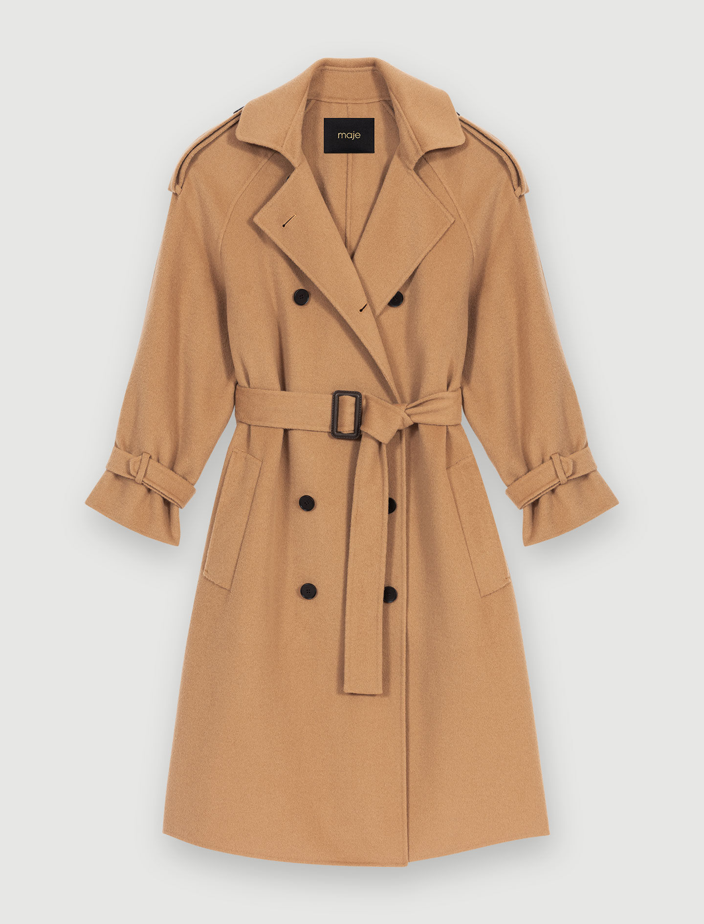 Camel wool coat Natural for Women | Maje