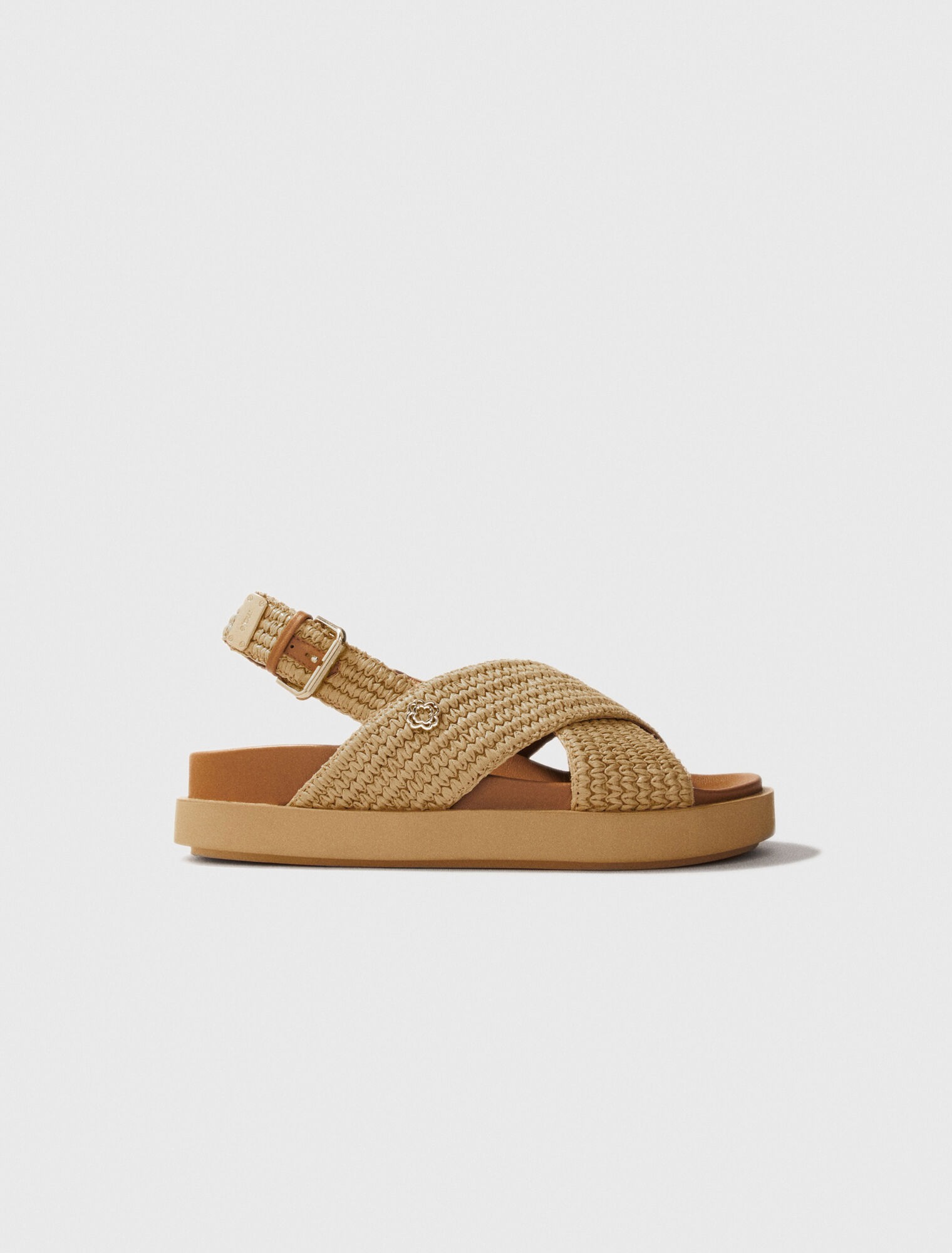 Raffia-effect flat sandals