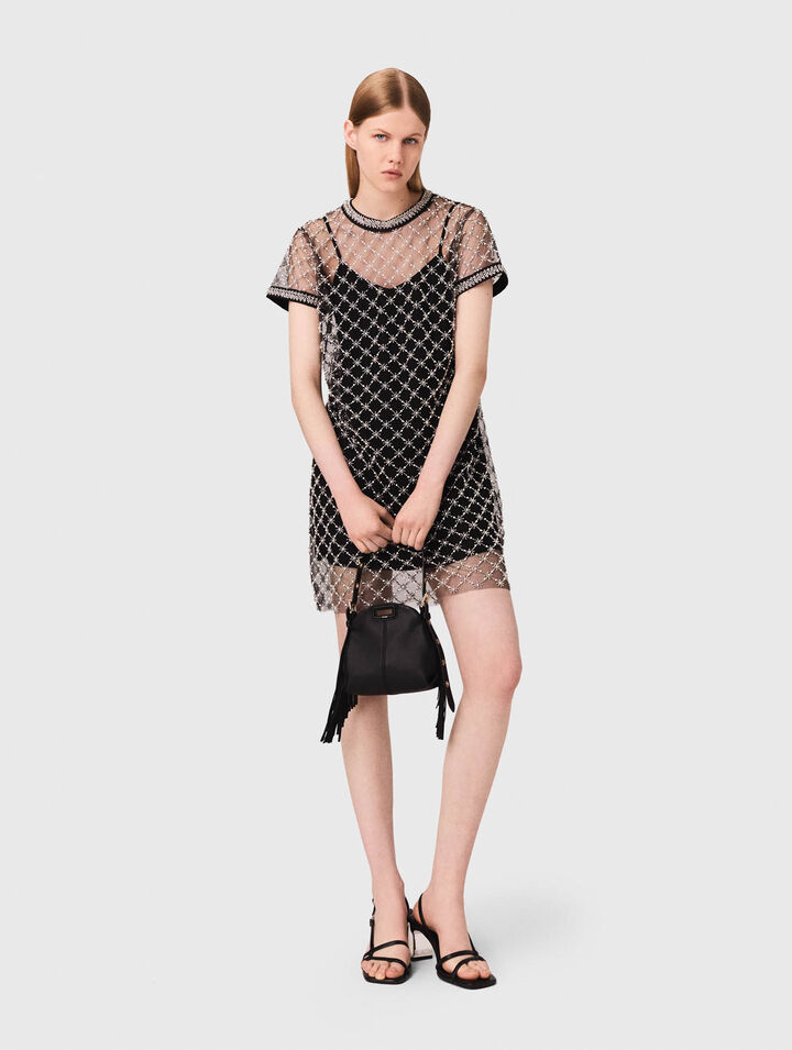 Short embroidered tulle dress