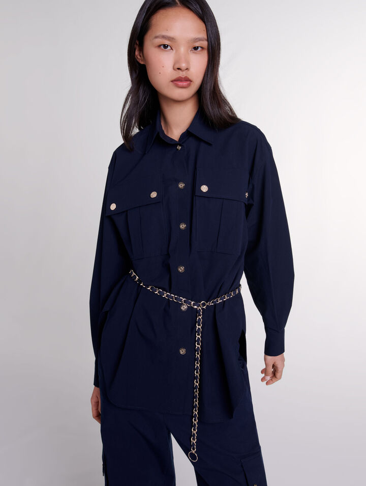 Belted long shirt 