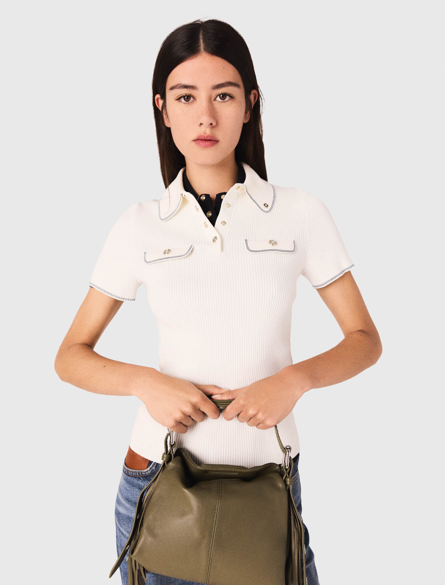 Short-sleeve polo shirt White for Women | Maje