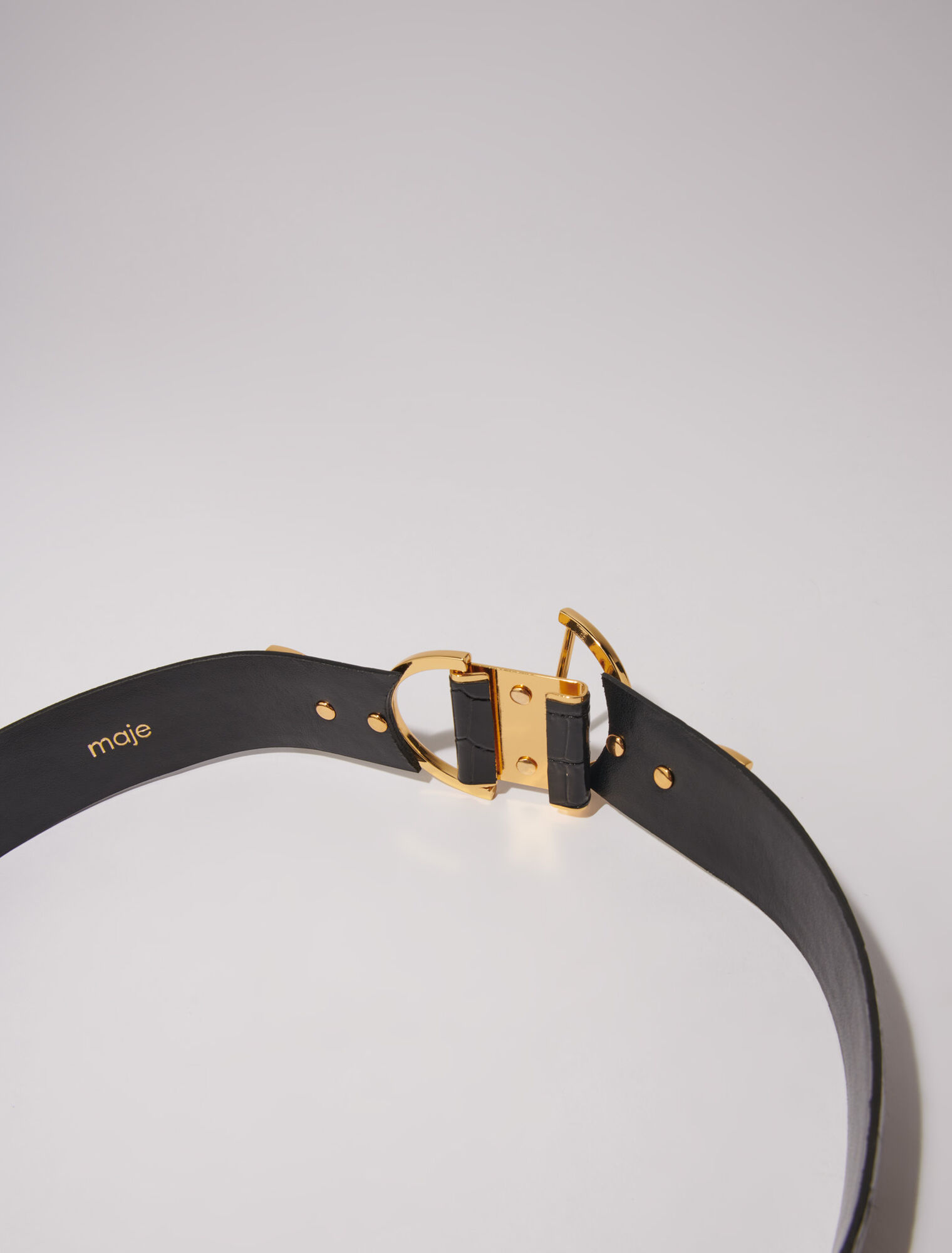 Wide smooth leather belt