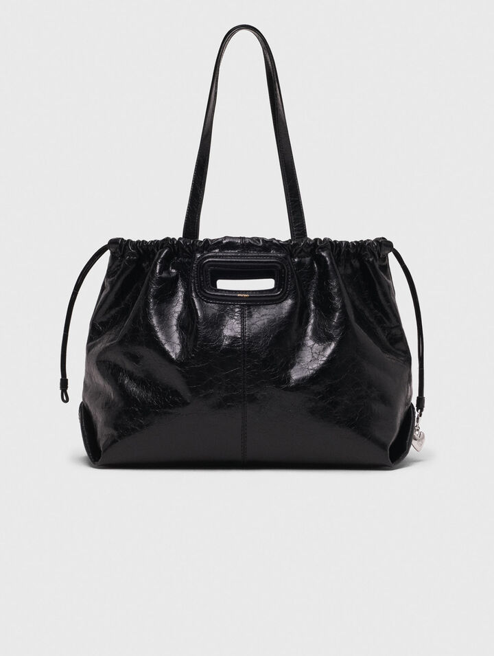 Crackled leather M Tote bag
