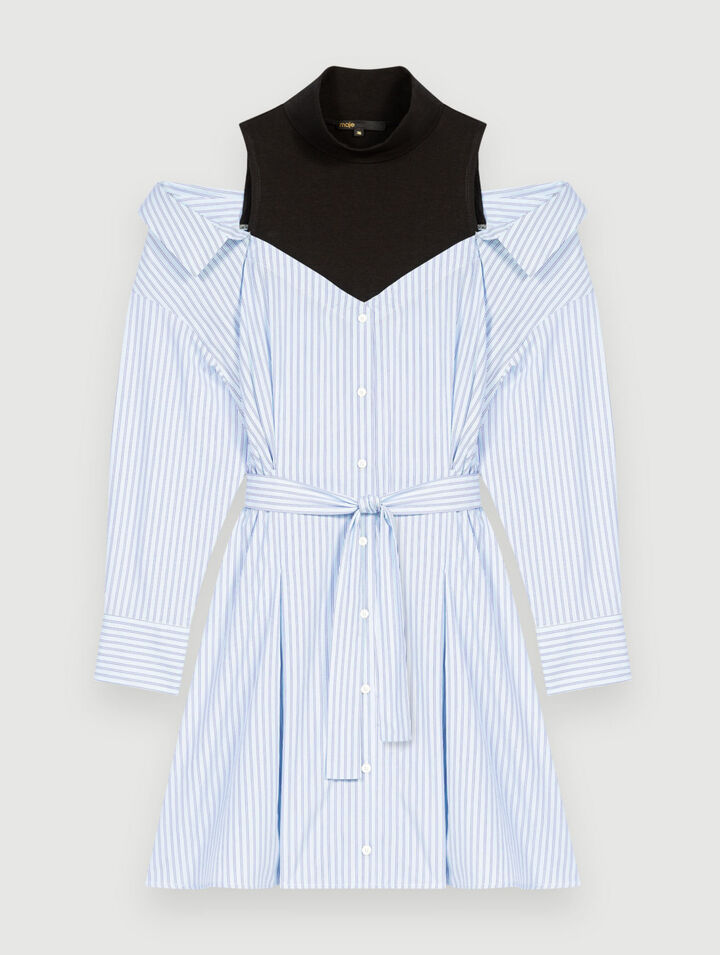 Striped trompe l'oeil shirt dress