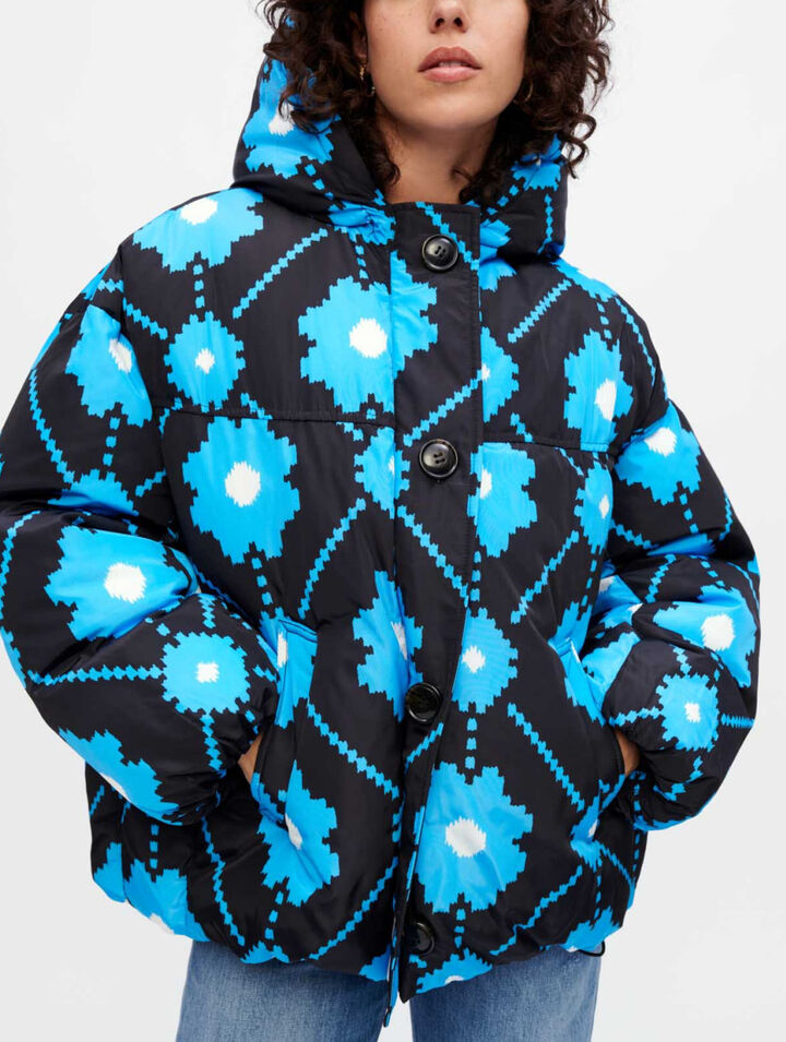 Flower print down jacket