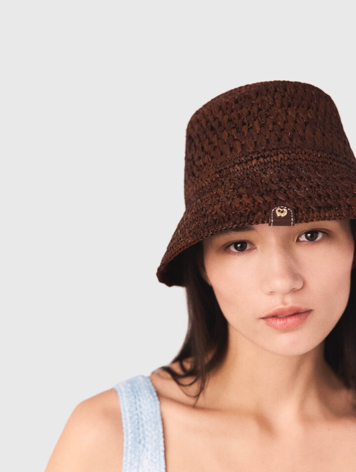 Colourful natural raffia bucket hat