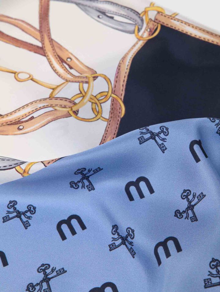 Equestrian motif silk scarf