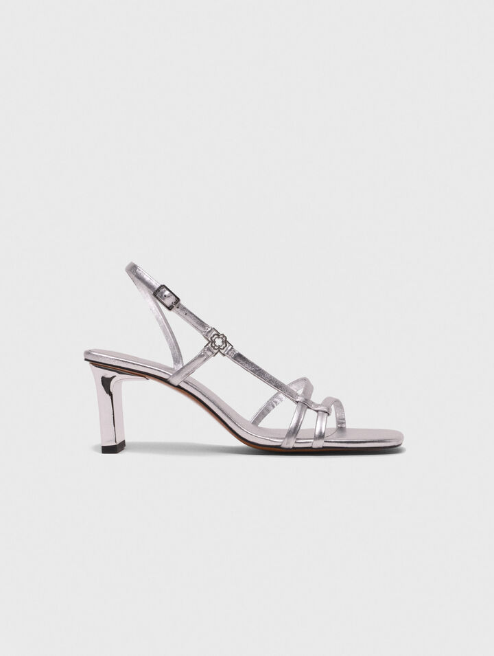 Metallic strappy heeled sandals